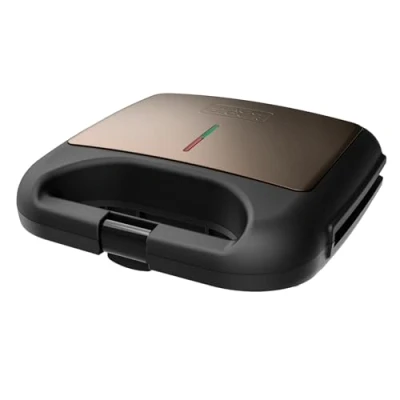 Imagen de BLACK+DECKER Sandwichera BXSA752, 750W, placas grill 21.5x12.5cm, antiadherente, luz de temperatura idónea, compacta y fácil guardar