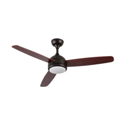 Imagen de Ventilador de Techo con Luz LED Silencioso 3 Aspas Madera 56W Potencia Modelo Vermont Negro Dayron Mando a Distancia y 6 Velocidades Controlables