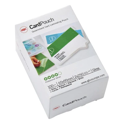 Imagen de GBC Carteras de plastificación para tarjetas Plastificador (Transparente, Polietileno, Brillante, 0,5 mm, China, 60 mm)