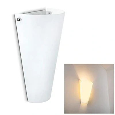 Imagen de aplique Zera de metal/vidrio en blanco, moderno con efecto arriba y abajo, 1 x E27, interior luminoso, sin bombilla(s)