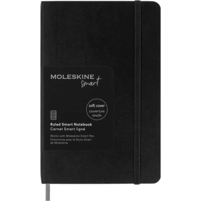 Imagen de Moleskine Smart Notebook, Sistema de Escritura Inteligente, Cuaderno Inteligente Tapa Blanda, Páginas a Rayas y Cierre Elástico, Tamaño Bolsillo 9 x 14, Color Negro