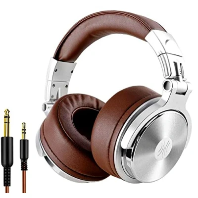 Imagen de OneOdio Auriculares de estudio DJ portátiles cerrados sin adaptador para monitoreo, aislamiento ruido y carcasa giratoria 90 [plateado]