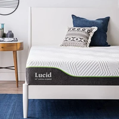 Imagen de LUCID Colchón Hibrido de Látex elástico Altura 25cm Colchon Espuma Viscoelastica con Gel Muelles Ensacados Acero Transpirable Oeko Tex Firmeza Media, 100x200 cm