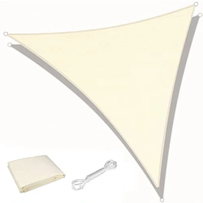 Imagen de KAHEIGN Toldo Vela De Sombra Triangular, 3m x Impermeable 98% Bloqueo UV Lona Sol 180g/sm con Protección Solar para Fiesta En El Patio del Jardín Al Aire Libre (Crema)