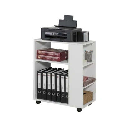 Imagen de SoBuy FBT68 W,ES Mesa Auxiliar con 3 estantes, Consola,mesita de Noche Ruedas
