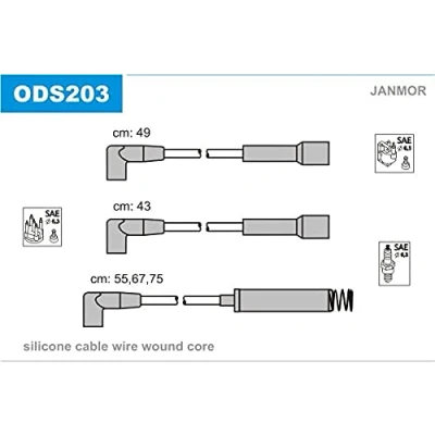 Imagen de JANMOR ODS203 Juego de Cables Encendido OPEL: Astra F CC, Corsa A Kadett E CC