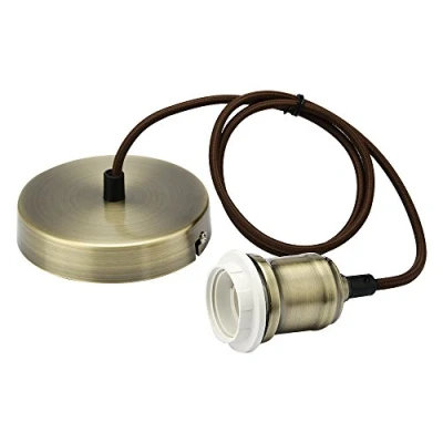 Imagen de Juego de portalámparas flexible trenzado para lámparas colgantes, metal, Messing Antik optik, E27 60.0W