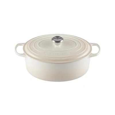 Imagen de Le Creuset Evolution Cocotte de hierro fundido con tapa, Ovalada, 31 cm, 6,3 L, Beige Merengue,21178317164430