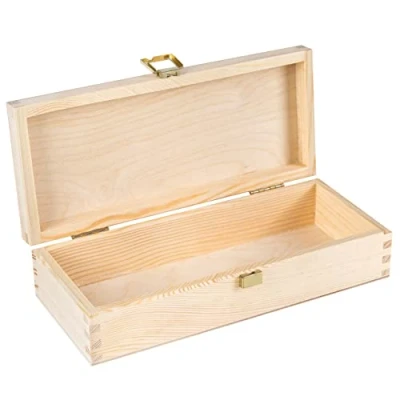 Imagen de Creative DECO Larga Caja Madera para Decorar 24 x 10.5 5.7 cm con Tapa y Cerradura Decoracion Decoupage Almacenaje Objetos de Valor Juguetes Herramientas
