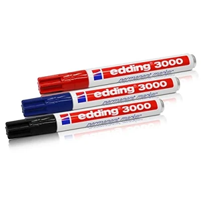 Imagen de edding Marcador permanente 3000 1, 5 3, 0 mm, juego de 3 unidades, color rojo y azul