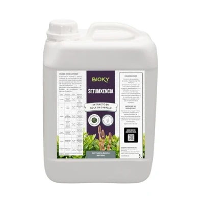 Imagen de Bioky® Cola de Caballo Fungicida 5L Preventivo y Curativo para Plantas Bioestimulante Ecológico Interior Huerto Urbano Controla Hongos como Mildiu, Oídio (5L)