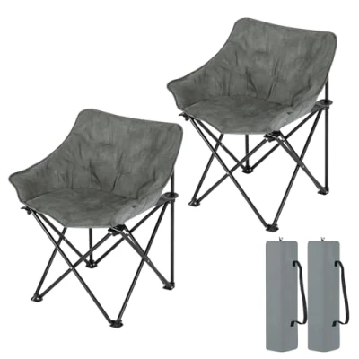 Imagen de WOLTU 2X Silla Camping Plegable, Pesca, Acampada con Bolsa de Transporte, Portátil Ligera en Exteriores, Barbacoa, Playa, Tejido Oxford y Suede Sintético, Gris Oscuro, CPS8164dgr