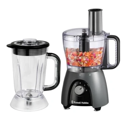 Imagen de Russell Hobbs Procesador de alimentos, batidora/picadora/molinillo/cortador verduras en rodajas, con jarra, amasa, cortar pica y ralla, 900 W max, Desire Matte Charcoal 27111 56