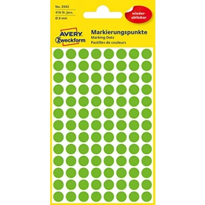 Imagen de Avery Zweckform etiqueta 8 mm Marcar punto verde, reutilizables, 416st