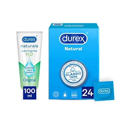 Imagen de Durex Preservativos Natural Originales 24 unidades + Lubricante Naturals H2O de Base Agua 100ml