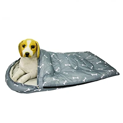 Imagen de Saco de dormir para perro, impermeable, grande, portátil, con bolsa almacenamiento, perros viaje, cama interiores y exteriores, cálida, camping,