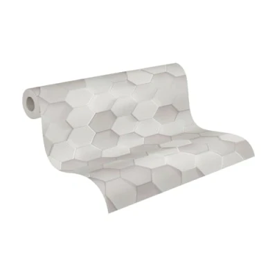 Imagen de A.S. Création Papel Pintado Geométrico en Gris y Blanco de Pared para Diferentes Espacios 10,05 m x 0,53