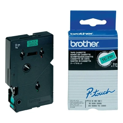Imagen de Brother Tc 791 Negro Sobre Verde Cinta Para Impresora De Etiquetas Cintas Impresoras