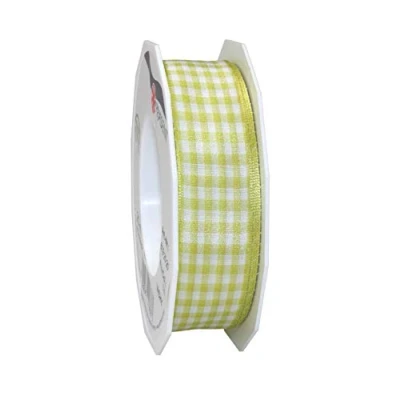 Imagen de Präsent Vichy Cinta de tafetán con Alambre, x, Color Verde, Plata Blanco, 25 mm 20 m