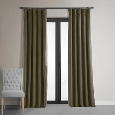 Imagen de HPD Half Price Drapes Signature VPCH 181200 120 Cortinas Opacas de Terciopelo para Dormitorio, 50 x Pulgadas (1 Panel), Color Topo Denver
