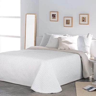 Imagen de VIALMAN Colcha Bouti Ligera Sofia 26 para Cama de Matrimonio 150 cm Tamaño 250 x 270 cm, Color Beige