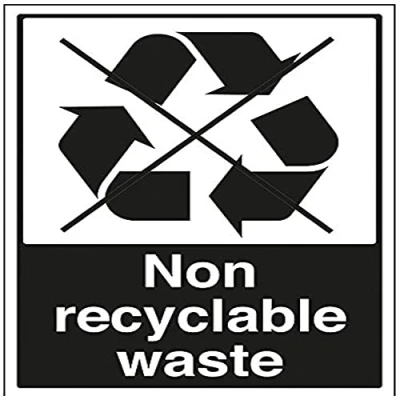 Imagen de VSafety Señal de reciclaje residuos no reciclables, vertical, 300 mm x 400 mm, vinilo autoadhesivo