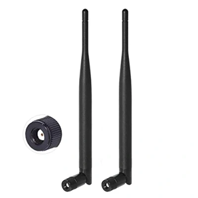 Imagen de Bingfu Antena WiFi Doble Banda 2.4GHz 5GHz 5.8GHz 6dBi MIMO Macho RP SMA (2 Paquete) para Puerta de Enlace Enrutador Tarjeta Red Inalámbrica Mini PCI Express PCIE Adaptador USB