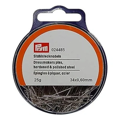 Imagen de Prym 24485 Alfileres Acero plat.eado 0,60x34 25g, aleado, Plata, 34 x 0,60 mm, silberfarbig, 25 g, KTE