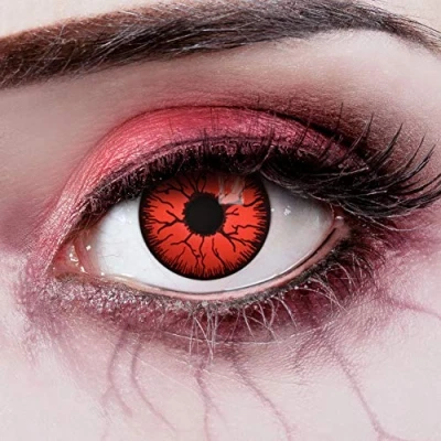 Imagen de aricona Kontaktlinsen lentes de contacto color sin dioptrías, rojo, 2 piezas, puede utilizarse durante 12 meses, Cold Blood