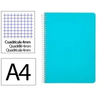 Imagen de Liderpapel Cuaderno espiral a4 witty tapa dura 80h 90gr cuadro 4mm con margen color celeste