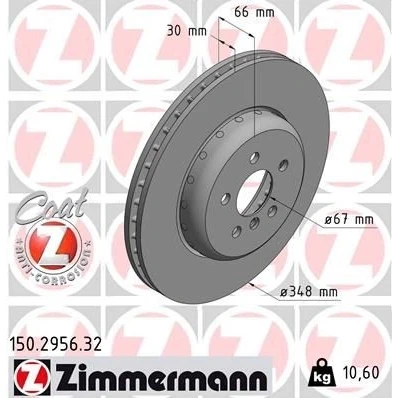 Imagen de ZIMMERMANN 150.2956.32 disco de freno 348 30 6/5 5 112 ventilación interna, dos piezas revestido altamente carbonizado