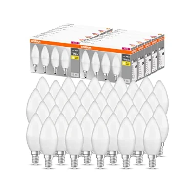 Imagen de OSRAM Lamps LED base Classic B, en forma de vela con E14, no regulable, sustituye a 40 vatios, mate, blanco cálido 2700 Kelvin, paquete