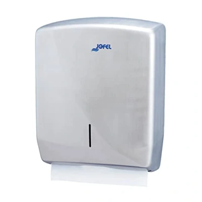 Imagen de Jofel Dispensador de Papel Manos, Toallas Faciales, Secamanos Pared, hasta 600 Toallitas Zig Zag, Carcasa Acero Inoxible Resistente, Futura AH25000, Inox. Satinado