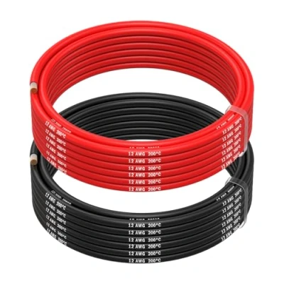 Imagen de MMOBIEL 12 AWG Cable Eléctrico de Silicona Gauge (3,31mm²) Cobre Estañado 2 Cables Separados Rojo y Negro Cada Uno 5 m para Drones, Impresoras 3D, Baterías, Altavoz, Tiras Led