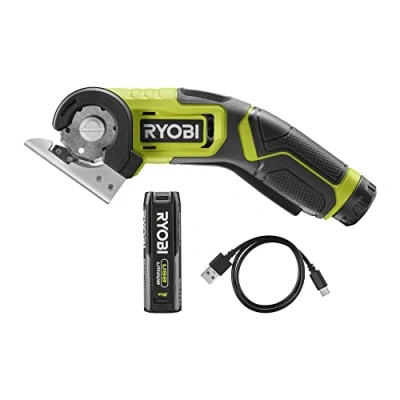 Imagen de RYOBI Herrammienta de Corte 4V USB Lithium Ø38 mm, Velocidad 200 rpm para Cuero, Plástico, Fieltro, Cartón Compacto y Liviano Incluye Batería Extraíble Cable C Cargar RCT4 120G