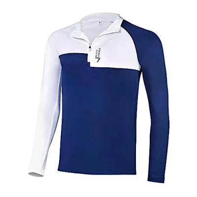 Imagen de Black Crevice Camiseta Funcional con Cremallera para Hombre, Blanco/Azul Marino, Extra Large