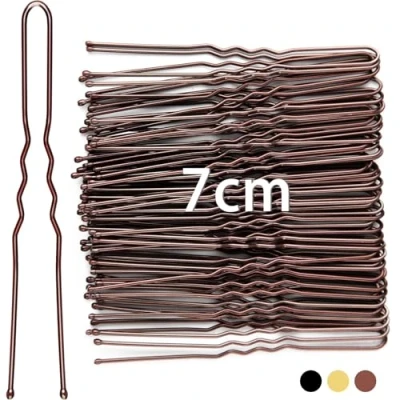 Imagen de Mbsomnus 7cm Horquillas pelo Mujer 50 Piezas para el en Forma de U Moño Pins Bobby con Caja Almacenamiento Pinzas Cabello Mujeres, Niñas y Salón (Marrón)