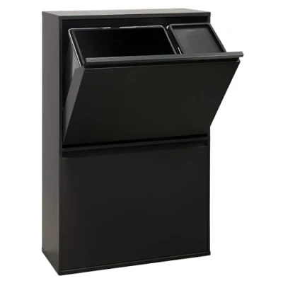 Imagen de Arregui Basic CR606 B2 Cubo de Basura y Reciclaje 4 Compartimentos 23+11+17+17 L (68 L) con Cubetas para Envases Orgánico Cubos Cocina Contenedores negro