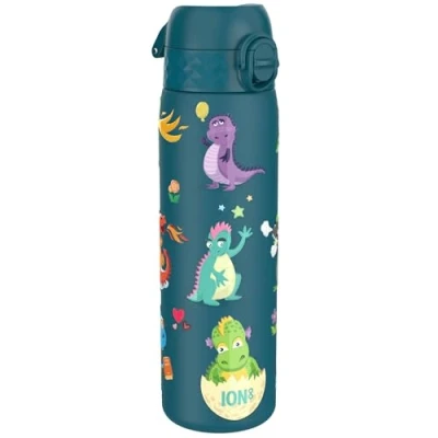 Imagen de ion8 Botella de Agua Acero Inoxidable, 600ml, a Prueba Fugas, Fácil Abrir, Aptas para Lavavajillas, Cerradura Segura, Asa Transporte, Limpiar, Diseño en Relieve, Dragón