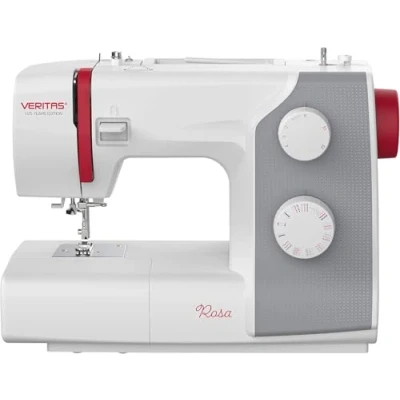Imagen de VERITAS máquina de coser rosa, 23 programas puntada, ayuda para enhebrar, tensión hilo automático y cortador hilos, longitud puntada ajustable, luz costura LED,