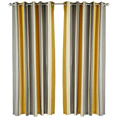 Imagen de Fusion Whitworth Stripe Dos Paneles de Cortina, Algodón Poliéster, Ocre, W 66.1&quot; x L 90.2&quot; (1 Panels)