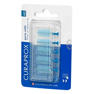 Imagen de Cepillos interdentales Curaprox CPS 410 perio, recambio, 5 piezas, azul, 2,8 mm de diámetro, 10 eficacia, recambio sin soporte