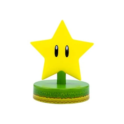 Imagen de Paladone Mario Super Star 3D Icon Light BDP Producto Oficial Coleccionable Nintendo Idea de Regalo único Luz Nocturna Brillante o lámpara Escritorio Funciona con 2 Pilas AAA, Amarillo