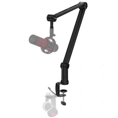 Imagen de IXTECH brazo de micrófono giratorio ajustable 360 Mesa acero inoxidable Soporte Brazos montaje estables para estudio radio juegos elegante