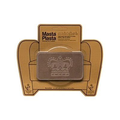 Imagen de MastaPlasta Parche Autoadhesivo Premium para Reparación Instantánea. Gamuza MARRÓN 10cmx 6cm. Diseño: CORONA. o decoración. Asientos, Bolsos, Chaquetas