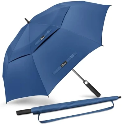 Imagen de NINEMAX Paraguas Grande Golf 157cm,Paraguas Automatico Resistente al Viento,Paraguas Hombre de Doble Toldo(Añil)