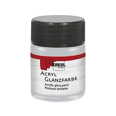 Imagen de KREUL 79516 Pintura, Tarro de 50 ml en Color Plata, Pintura acrílica Lisa Brillante para Colorear y Hacer Manualidades, a Base Agua, Resistente la Saliva, Silver,
