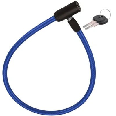 Imagen de Candado para patinete electrico reforzado de Cable 60 cm Acero Resistente con Sistema Cierre Llave Seguridad Avanzada Duradero y Facil Usar Protección Antirrobo Efectiva (Azul)