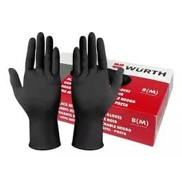 Imagen de Wurth Guantes de Nitrilo Desechables, Sin Polvo, Negro, Talla L, 100 Unidades