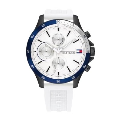 Imagen de Tommy Hilfiger Reloj Analógico de Cuarzo multifunción para hombre con Correa en silicona Blanco 1791723